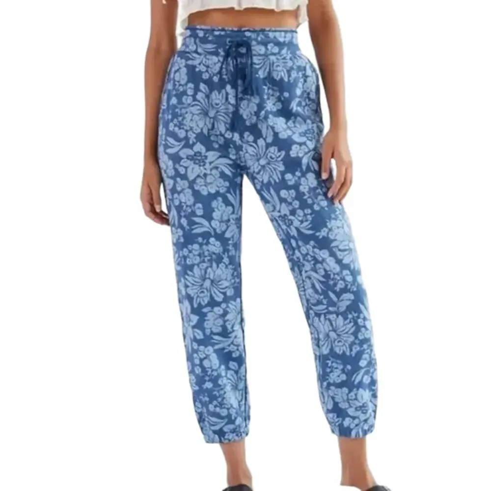 Anthropologie Daily Practice High Rise Cotton Floral Tassel Joggers Size XXSmall